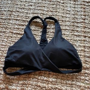 GapFit Black Shimmer Faux Wrap Sport Bra - M